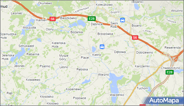 mapa Kielno gmina Szemud, Kielno gmina Szemud na mapie Targeo