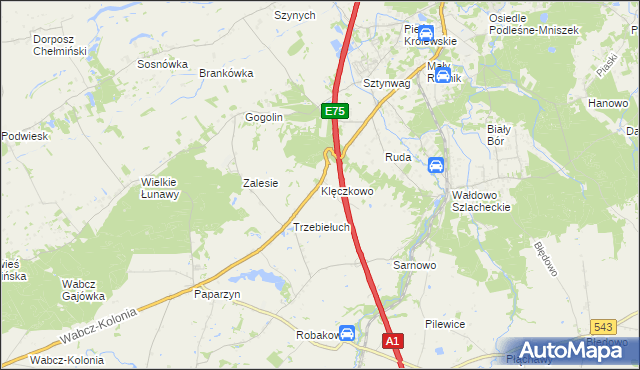 mapa Klęczkowo gmina Stolno, Klęczkowo gmina Stolno na mapie Targeo