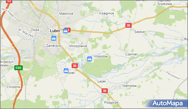 mapa Kłopotów gmina Lubin, Kłopotów gmina Lubin na mapie Targeo