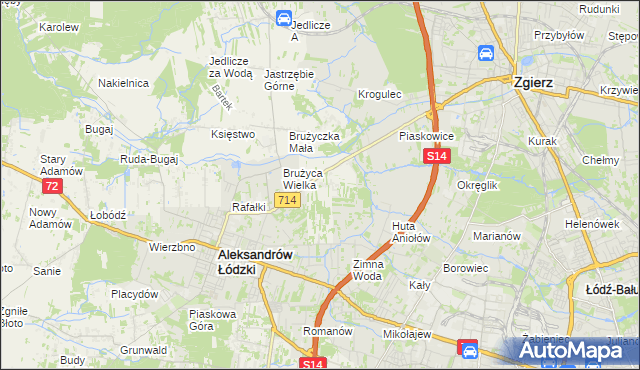 mapa Kolonia Brużyca, Kolonia Brużyca na mapie Targeo