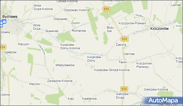 mapa Kosarzew Górny, Kosarzew Górny na mapie Targeo