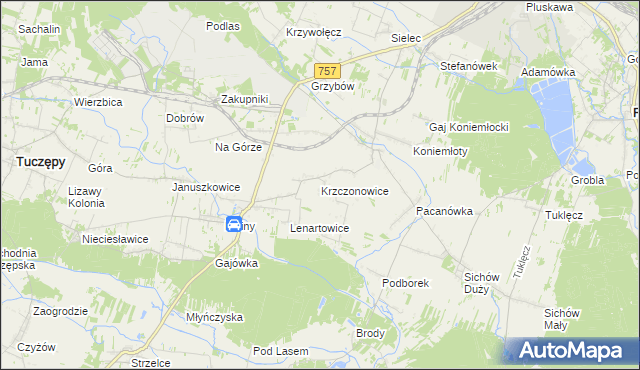 mapa Krzczonowice gmina Staszów, Krzczonowice gmina Staszów na mapie Targeo