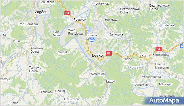 mapa Lesko, Lesko na mapie Targeo