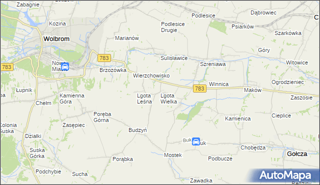 mapa Lgota Wielka gmina Wolbrom, Lgota Wielka gmina Wolbrom na mapie Targeo