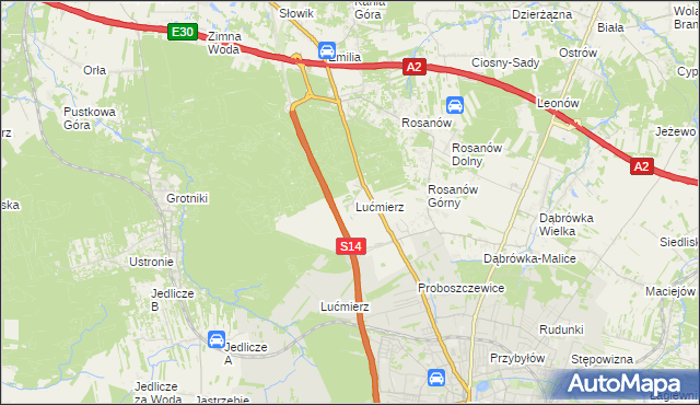 mapa Lućmierz-Ośrodek, Lućmierz-Ośrodek na mapie Targeo
