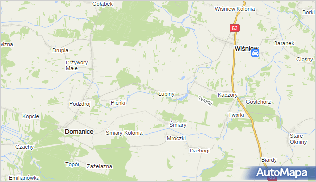 mapa Łupiny gmina Wiśniew, Łupiny gmina Wiśniew na mapie Targeo