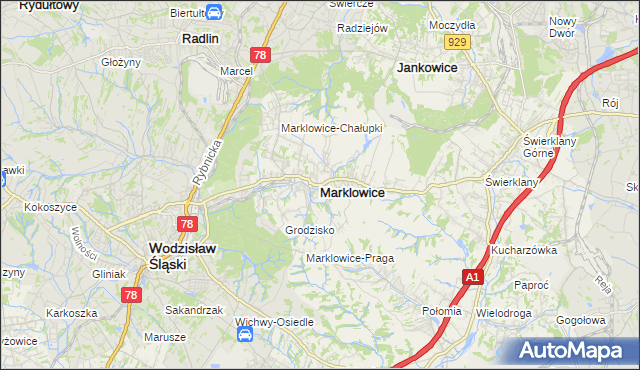 mapa Marklowice, Marklowice na mapie Targeo