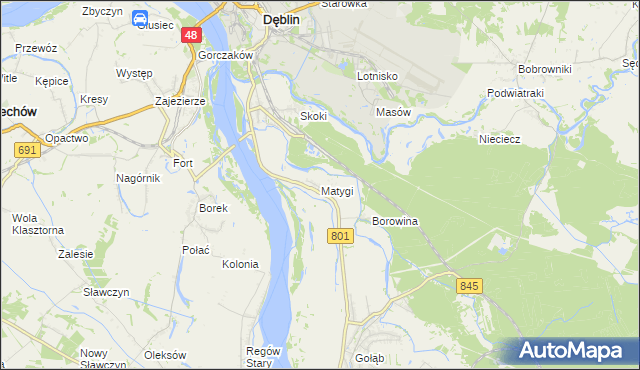 mapa Matygi, Matygi na mapie Targeo