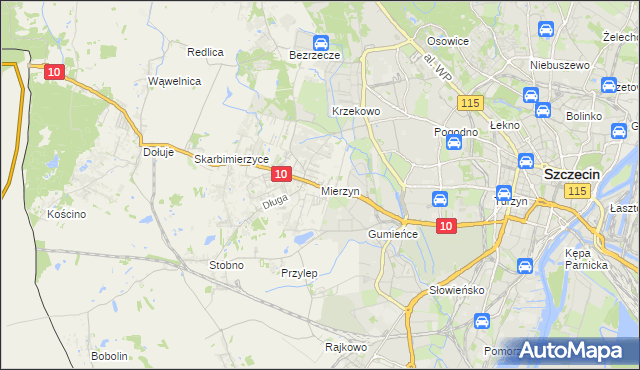 mapa Mierzyn gmina Dobra (Szczecińska), Mierzyn gmina Dobra (Szczecińska) na mapie Targeo