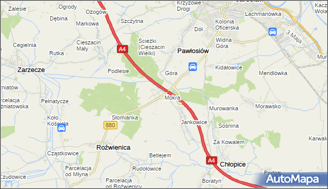 mapa Mokra gmina Roźwienica, Mokra gmina Roźwienica na mapie Targeo