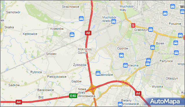 mapa Mokronos Dolny, Mokronos Dolny na mapie Targeo