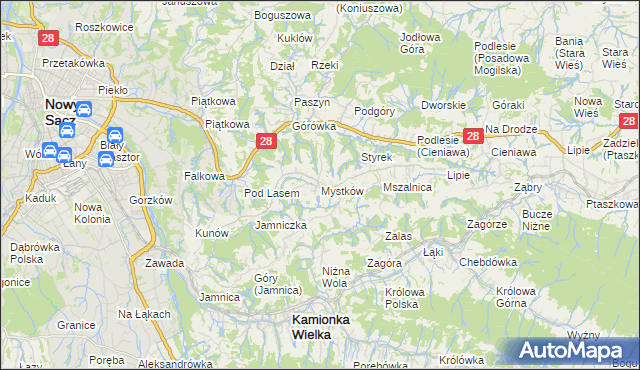 mapa Mystków, Mystków na mapie Targeo