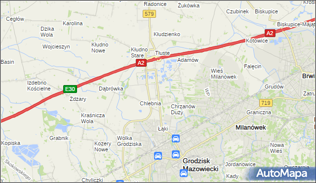 mapa Natolin gmina Grodzisk Mazowiecki, Natolin gmina Grodzisk Mazowiecki na mapie Targeo