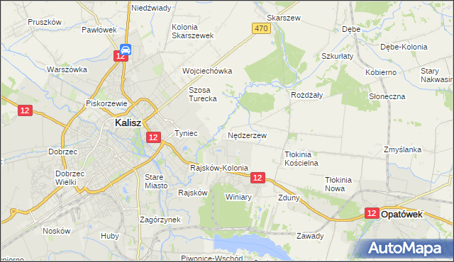 mapa Nędzerzew gmina Opatówek, Nędzerzew gmina Opatówek na mapie Targeo