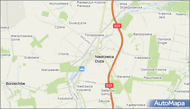 mapa Niedrzwica Duża, Niedrzwica Duża na mapie Targeo