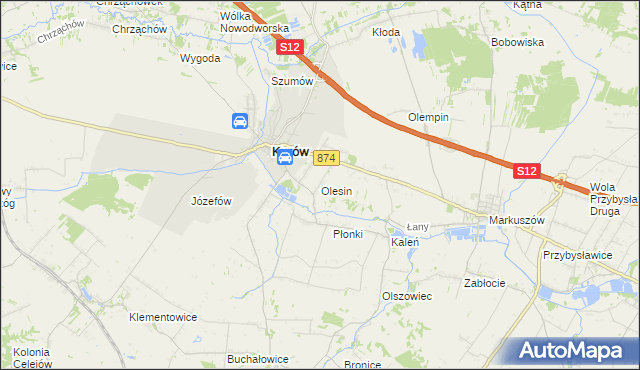 mapa Olesin gmina Kurów, Olesin gmina Kurów na mapie Targeo