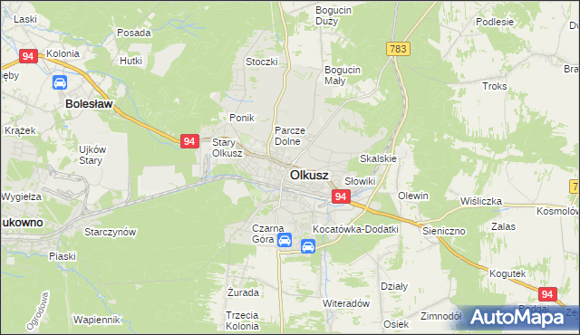 mapa Olkusz, Olkusz na mapie Targeo