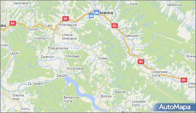 mapa Orelec, Orelec na mapie Targeo