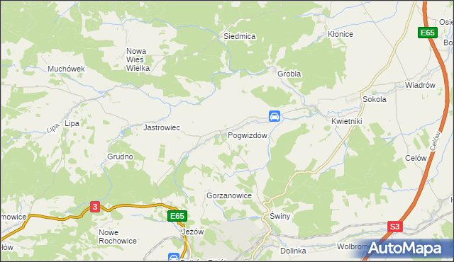mapa Pogwizdów gmina Paszowice, Pogwizdów gmina Paszowice na mapie Targeo