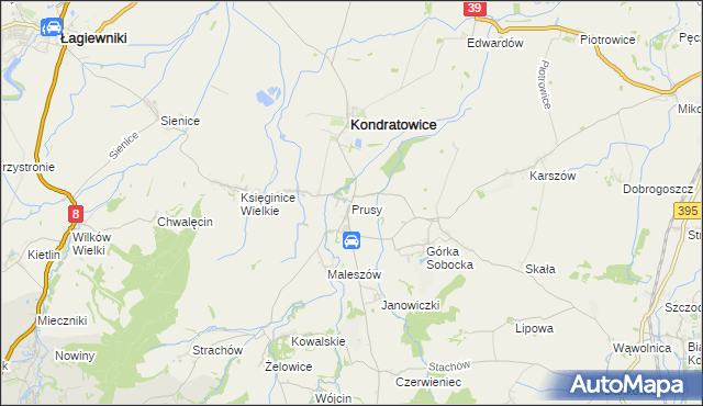 mapa Prusy gmina Kondratowice, Prusy gmina Kondratowice na mapie Targeo