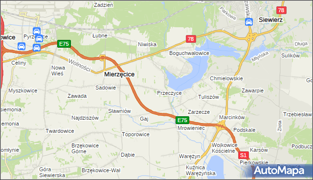 mapa Przeczyce, Przeczyce na mapie Targeo