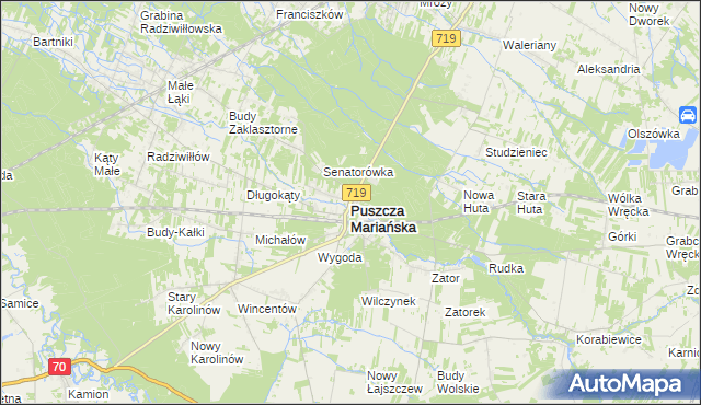 mapa Puszcza Mariańska, Puszcza Mariańska na mapie Targeo