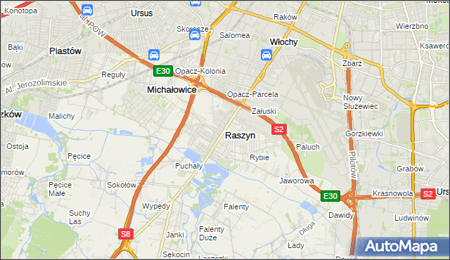 mapa Raszyn powiat pruszkowski, Raszyn powiat pruszkowski na mapie Targeo