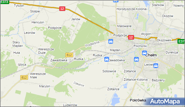 mapa Rudka gmina Chełm, Rudka gmina Chełm na mapie Targeo