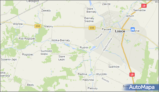mapa Rudnik gmina Łosice, Rudnik gmina Łosice na mapie Targeo