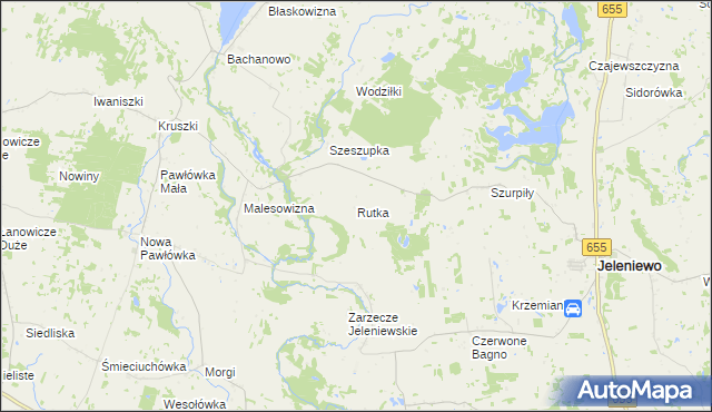 mapa Rutka gmina Jeleniewo, Rutka gmina Jeleniewo na mapie Targeo