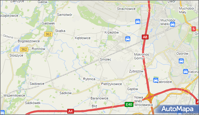 mapa Smolec, Smolec na mapie Targeo