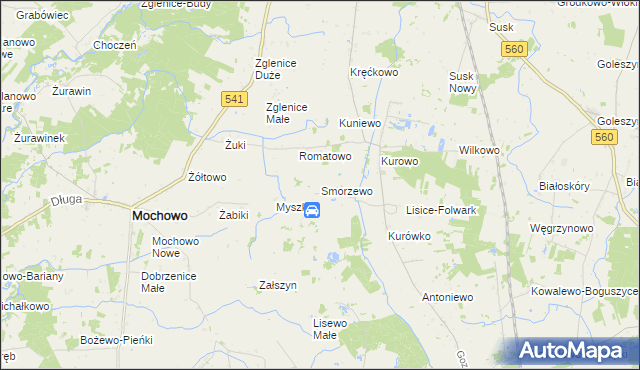 mapa Smorzewo, Smorzewo na mapie Targeo