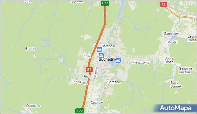 mapa Suchedniów, Suchedniów na mapie Targeo