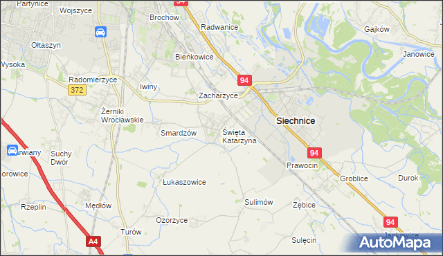 mapa Święta Katarzyna gmina Siechnice, Święta Katarzyna gmina Siechnice na mapie Targeo