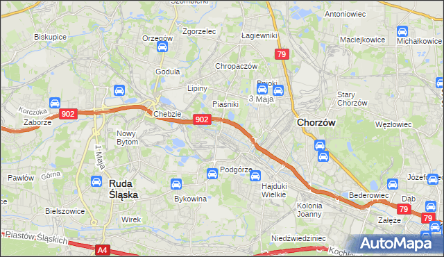 mapa Świętochłowice, Świętochłowice na mapie Targeo