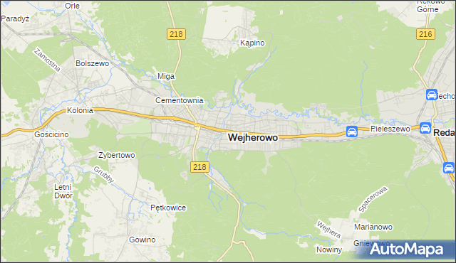 mapa Wejherowo, Wejherowo na mapie Targeo