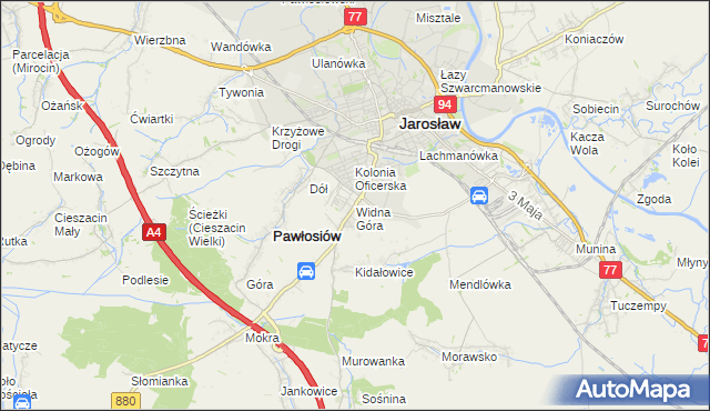 mapa Widna Góra, Widna Góra na mapie Targeo