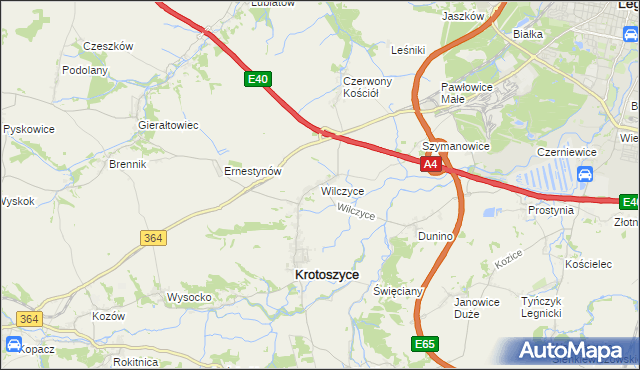 mapa Wilczyce gmina Krotoszyce, Wilczyce gmina Krotoszyce na mapie Targeo