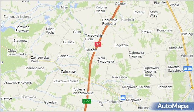 mapa Wola Taczowska, Wola Taczowska na mapie Targeo