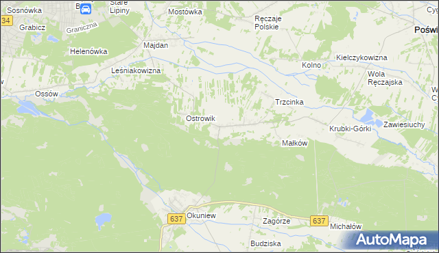 mapa Zabraniec, Zabraniec na mapie Targeo