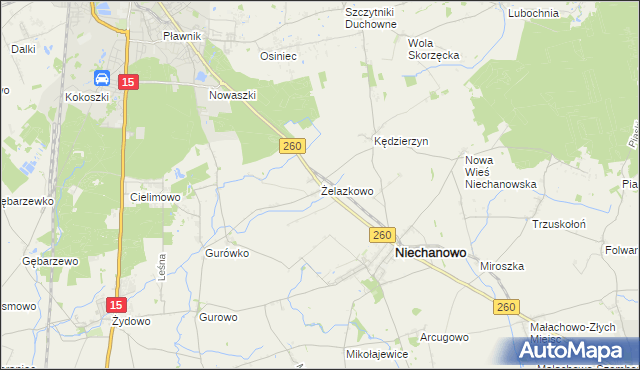 mapa Żelazkowo gmina Niechanowo, Żelazkowo gmina Niechanowo na mapie Targeo