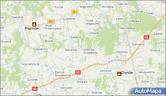 mapa Adamów Drwalewski, Adamów Drwalewski na mapie Targeo