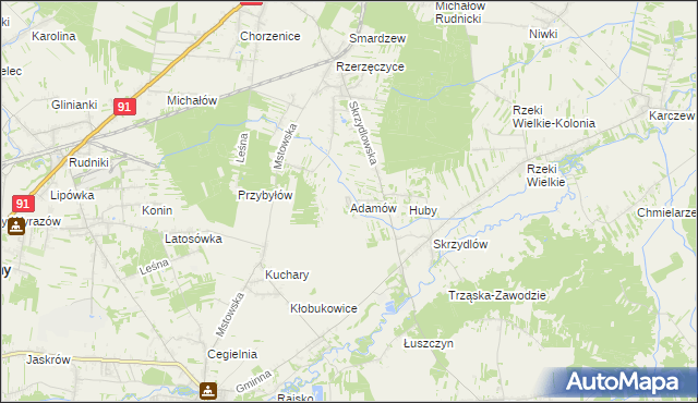 mapa Adamów gmina Kłomnice, Adamów gmina Kłomnice na mapie Targeo