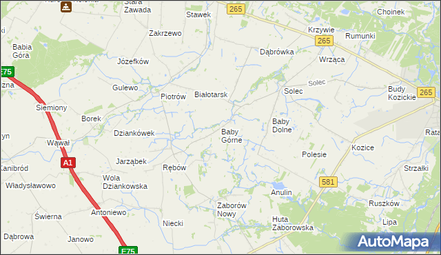 mapa Baby Górne, Baby Górne na mapie Targeo
