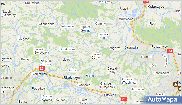 mapa Bączal Górny, Bączal Górny na mapie Targeo