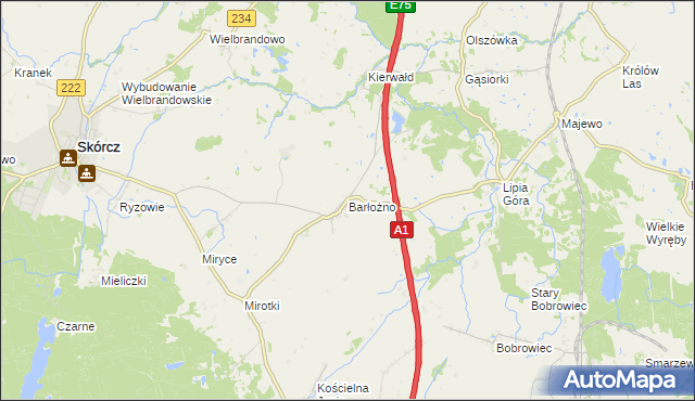 mapa Barłożno, Barłożno na mapie Targeo