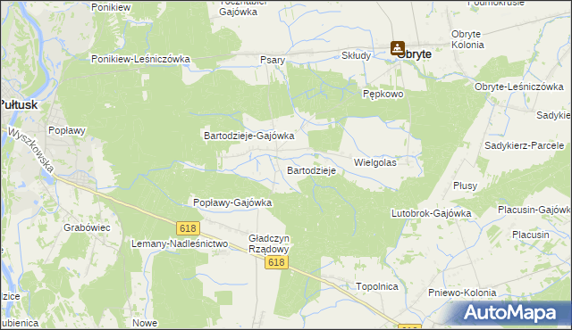 mapa Bartodzieje gmina Obryte, Bartodzieje gmina Obryte na mapie Targeo