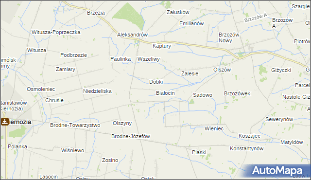 mapa Białocin gmina Iłów, Białocin gmina Iłów na mapie Targeo