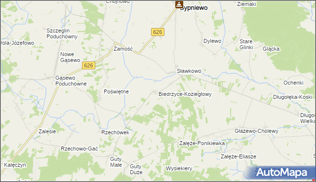 mapa Biedrzyce-Koziegłowy, Biedrzyce-Koziegłowy na mapie Targeo