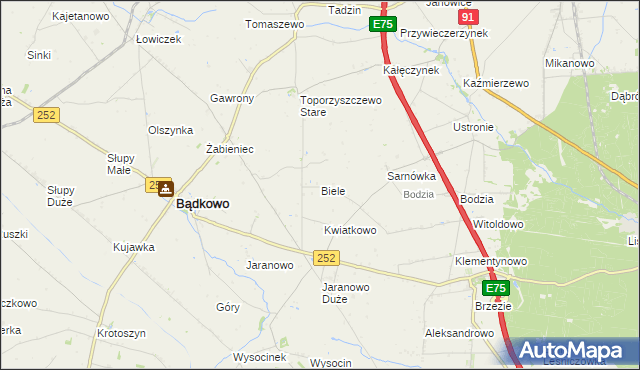 mapa Biele gmina Bądkowo, Biele gmina Bądkowo na mapie Targeo